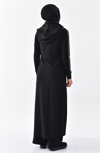 Abaya Sport a Capuche 2022-04 Noir Khaki 2022-04