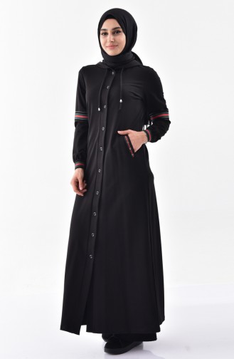 Buttoned Sports Abaya 2025-02 Black 2025-02