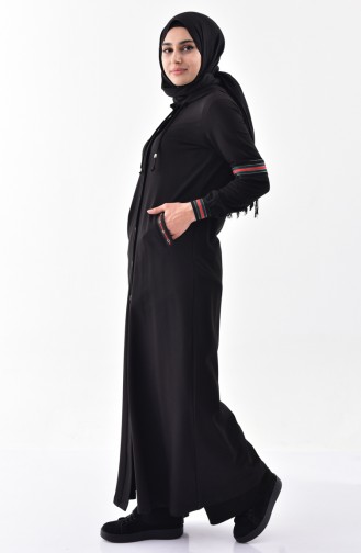 Buttoned Sports Abaya 2025-02 Black 2025-02