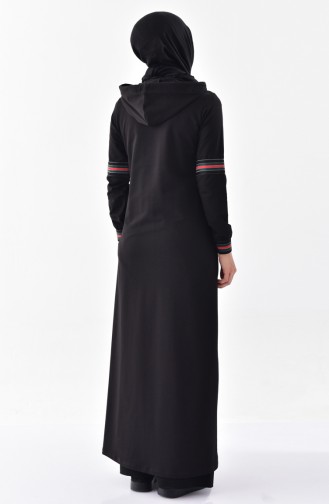 Buttoned Sports Abaya 2025-02 Black 2025-02