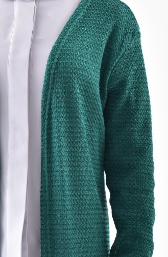 Silbrige Strickjacke 7747-02 Smaragdgrün 7747-02