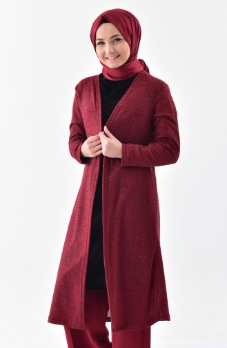 Simli Hırka 7747-03 Bordo