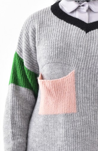 Pocket Knitwear Sweater 3218-03 Gray 3218-03