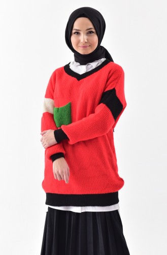 Pocket Knitwear Sweater 3218-06 Red 3218-06
