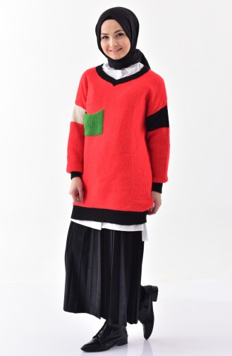Pocket Knitwear Sweater 3218-06 Red 3218-06