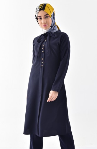 Kravat Yaka Tunik 1084-10 Lacivert