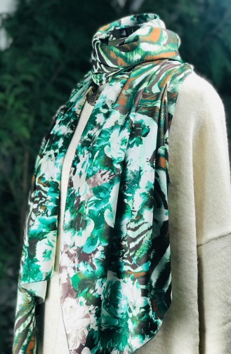 Patterned Crepe Shawl 60430-01 Green 60430-01