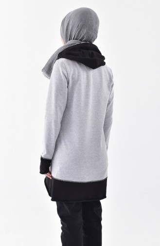 Tunique Sport a Capuche 3060-02 Gris Noir 3060-02