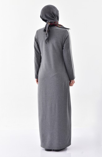 فستان رياضي بتصميم مُطبع 2063-02 لون رمادي 2063-02