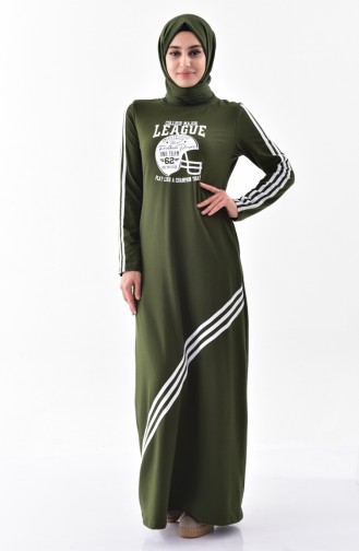 Khaki Hijab Dress 2063-03