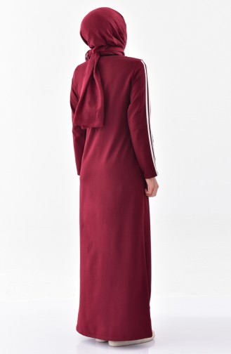 فستان رياضي بتصميم مُطبع 2063-04 لون خمري 2063-04