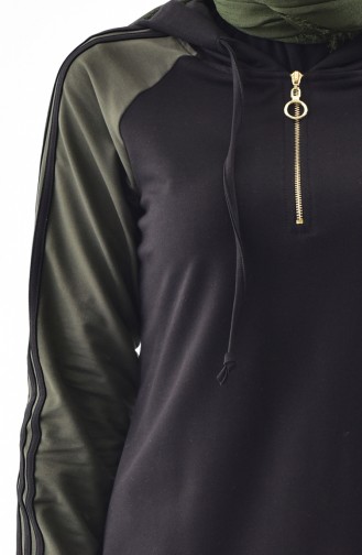 Hooded Sports Suit 2067-02 Black Khaki 2067-02