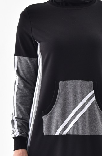 Şeritli Spor Elbise 2070-01 Siyah 2070-01