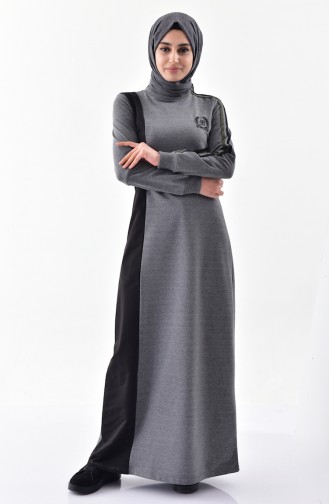 Şeritli Spor Elbise 2110-01 Füme Siyah 2110-01
