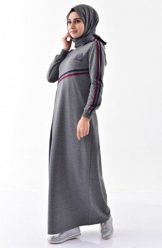 Şeritli Spor Elbise 2110-03 Füme Lacivert