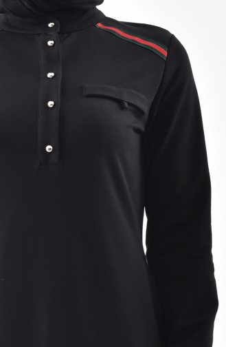 Buttoned Sport Dress 2204-02 Black 2204-02