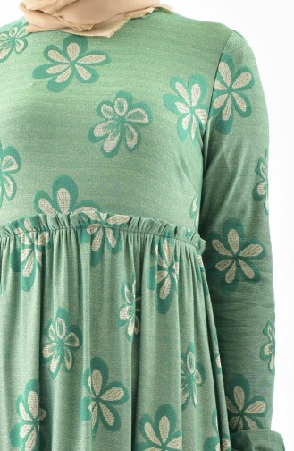 Dilber Patterned Frilly Dress 7138-03 Green 7138-03