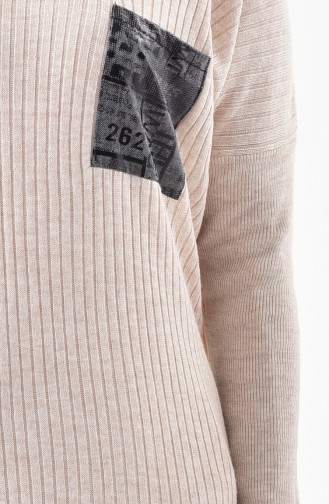 Longue Tunique Tricot 8091-01 Beige 8091-01