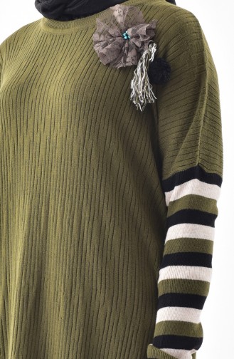 Knitwear Long Tunic 8093-01 Khaki Green 8093-01