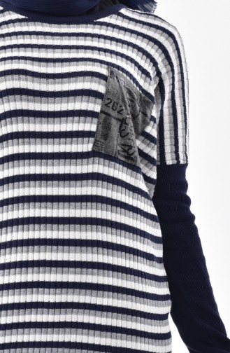 Tunique Tricot a Rayure 8094-01 Bleu Marine 8094-01