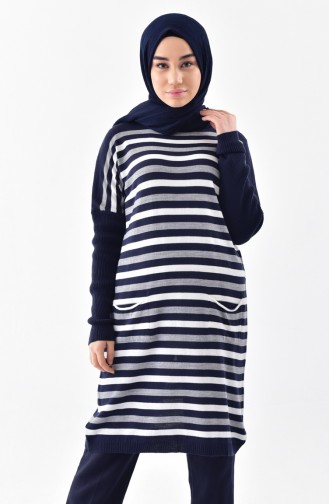 Tunique Tricot a Rayure 8095-01 Bleu Marine 8095-01