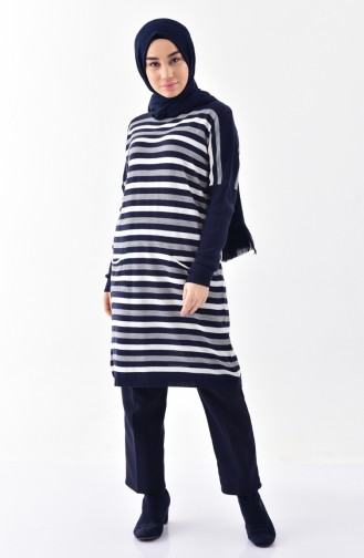 Tunique Tricot a Rayure 8095-01 Bleu Marine 8095-01