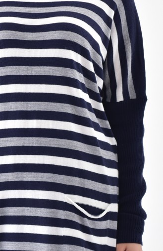 Tunique Tricot a Rayure 8095-01 Bleu Marine 8095-01