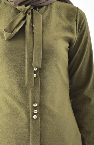 Buglem Tie Collar Tunic 1084-04 Khaki Green 1084-04