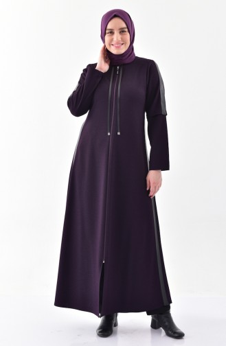 Leder Hijab-Kleid mit Patchwork 1010-04 Zwetschge 1010-04