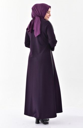 Leder Hijab-Kleid mit Patchwork 1010-04 Zwetschge 1010-04