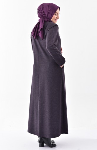 Large Size Pocket Detailed Overcoat 1070-05 Purple 1070-05