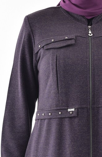 Large Size Pocket Detailed Overcoat 1070-05 Purple 1070-05