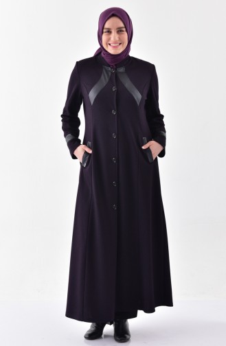 Large Size Garnished Overcoat 1078-02 Purple 1078-02