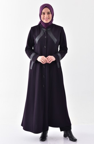 Large Size Garnished Overcoat 1078-02 Purple 1078-02
