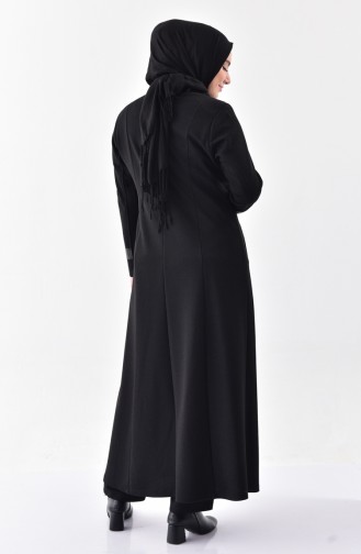 Large Size Garnished Overcoat 1078-04 Black 1078-04