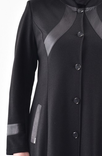 Large Size Garnished Overcoat 1078-04 Black 1078-04