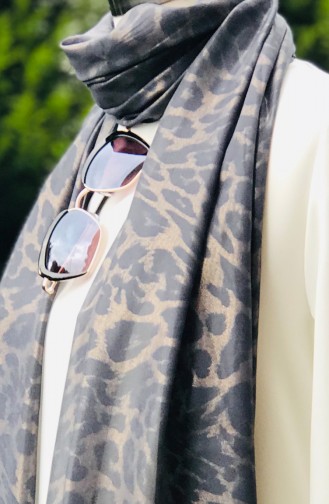 Leopar Desenli Şifon Şal 51071-01 Kahve Siyah