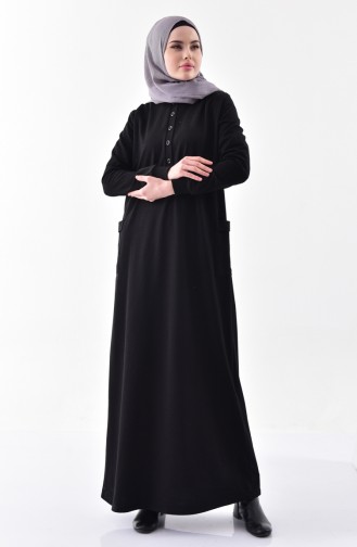Taş Baskılı Elbise 2187-01 Siyah