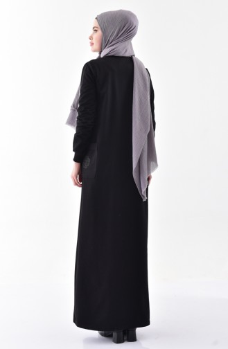 Taş Baskılı Elbise 2187-01 Siyah