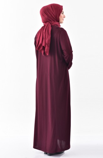 فستان مُزين بتفاصيل بمقاسات كبيرة 4841-01لون خمري 4841-01