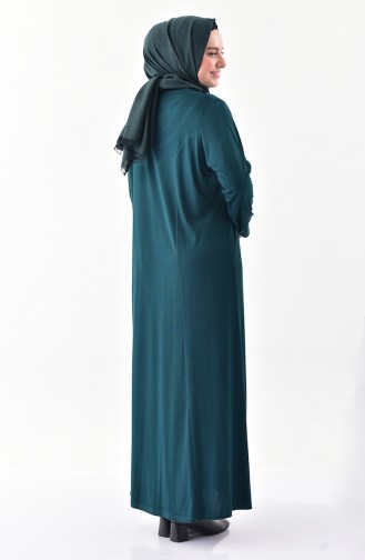 Large size Garnished Dress 4841-06 Emerald Green 4841-06