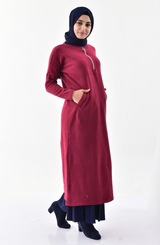 Zipper Long Sports Tunic 1225-03 Claret Red 1225-03