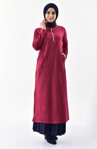 Zipper Long Sports Tunic 1225-03 Claret Red 1225-03