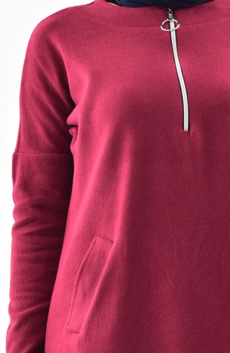 Zipper Long Sports Tunic 1225-03 Claret Red 1225-03