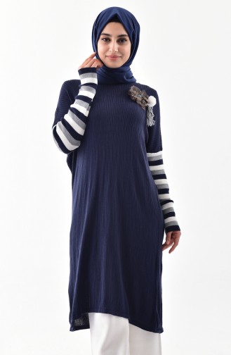 Longue Tunique Tricot 8093-04 Bleu Marine 8093-04