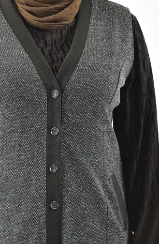 Large Size Buttoned Vest 1072-04 Khaki 1072-04