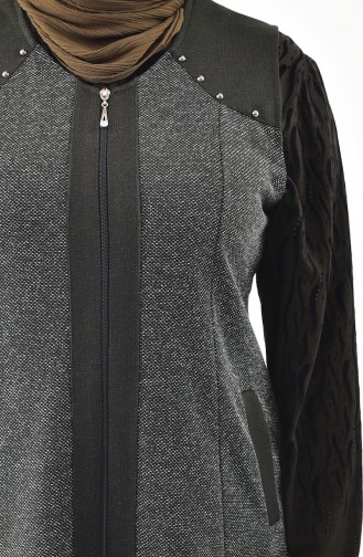 Large Size Zippered Vest 1073-03 Khaki 1073-03