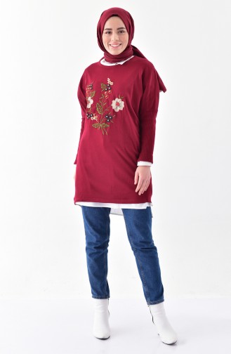 VMODA Embroidered Knitwear Sweater 4217-01 Claret Red 4217-01