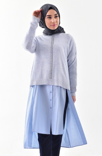 Eisblau Pullover 10030-14