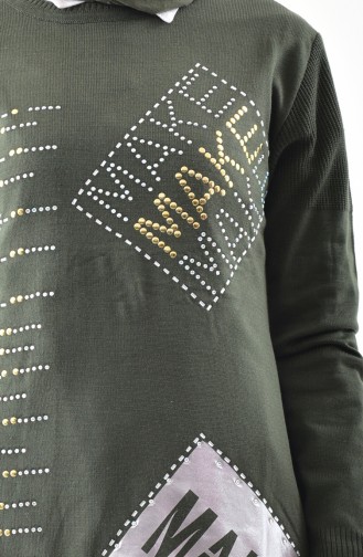 VMODA Stone Printed Long Knitwear Sweater 5031-03 Khaki 5031-03
